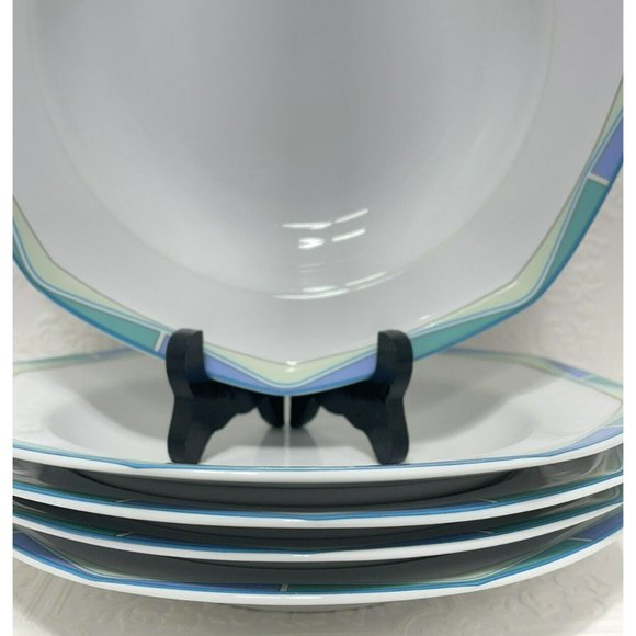 Christopher Stuart Acclaim Rim Soup Bowls 9.25" Lot of 5 Art Deco Style - Picture 7 of 9